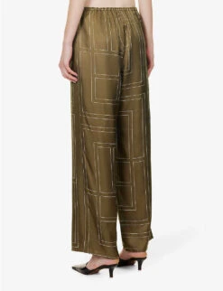 Toteme Monogram Wide-leg Mid-rise Silk Trousers -Reis Clothing Shop R04183206 MOCHA ALT03