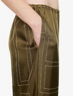 Toteme Monogram Wide-leg Mid-rise Silk Trousers -Reis Clothing Shop R04183206 MOCHA ALT04