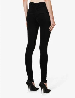 Magda Butrym Floral-embellished Skinny-leg Mid-rise Stretch-woven Leggings -Reis Clothing Shop R04183248 BLACK ALT03