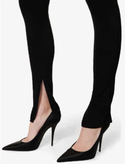 Magda Butrym Floral-embellished Skinny-leg Mid-rise Stretch-woven Leggings -Reis Clothing Shop R04183248 BLACK ALT05