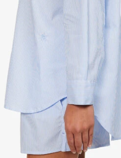 Sadie Striped Cotton Shirt -Reis Clothing Shop R04183727 DUSTYBLUWHTSTRIPE ALT03