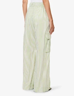Stine Goya Fatuna Striped Organic-cotton Trousers -Reis Clothing Shop R04183765 GREENSTRIPES ALT03