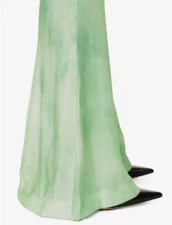 Acne Studios Pippen Flared-leg High-rise Satin Trousers -Reis Clothing Shop R04184337 PALEGREENMULTI ALT04