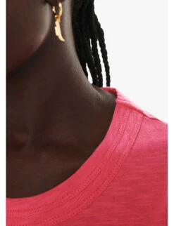 Whistles Double Neckline-trim Relaxed-silhouette Cotton-jersey T-shirt -Reis Clothing Shop R04184595 BRIGHTPINKFUSCHIA ALT04