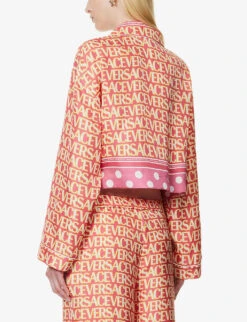 Versace Logo-print Polka-dot Silk Shirt -Reis Clothing Shop R04185117 FUXIAPINK ALT03