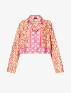 Versace Logo-print Polka-dot Silk Shirt
