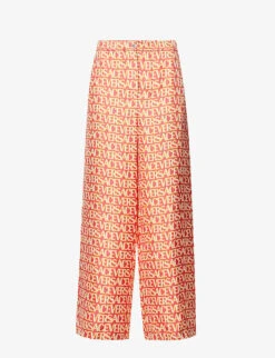 Versace Wide-leg Mid-rise Silk Trousers