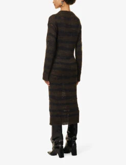 Acne Studios Kermelina Striped Knitted Midi Dress -Reis Clothing Shop R04185155 CHARCOALGREYBLACK ALT03