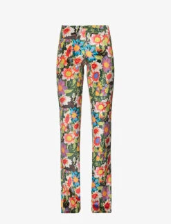 Flo Floral-print Straight-leg Mid-rise Stretch-woven Trousers