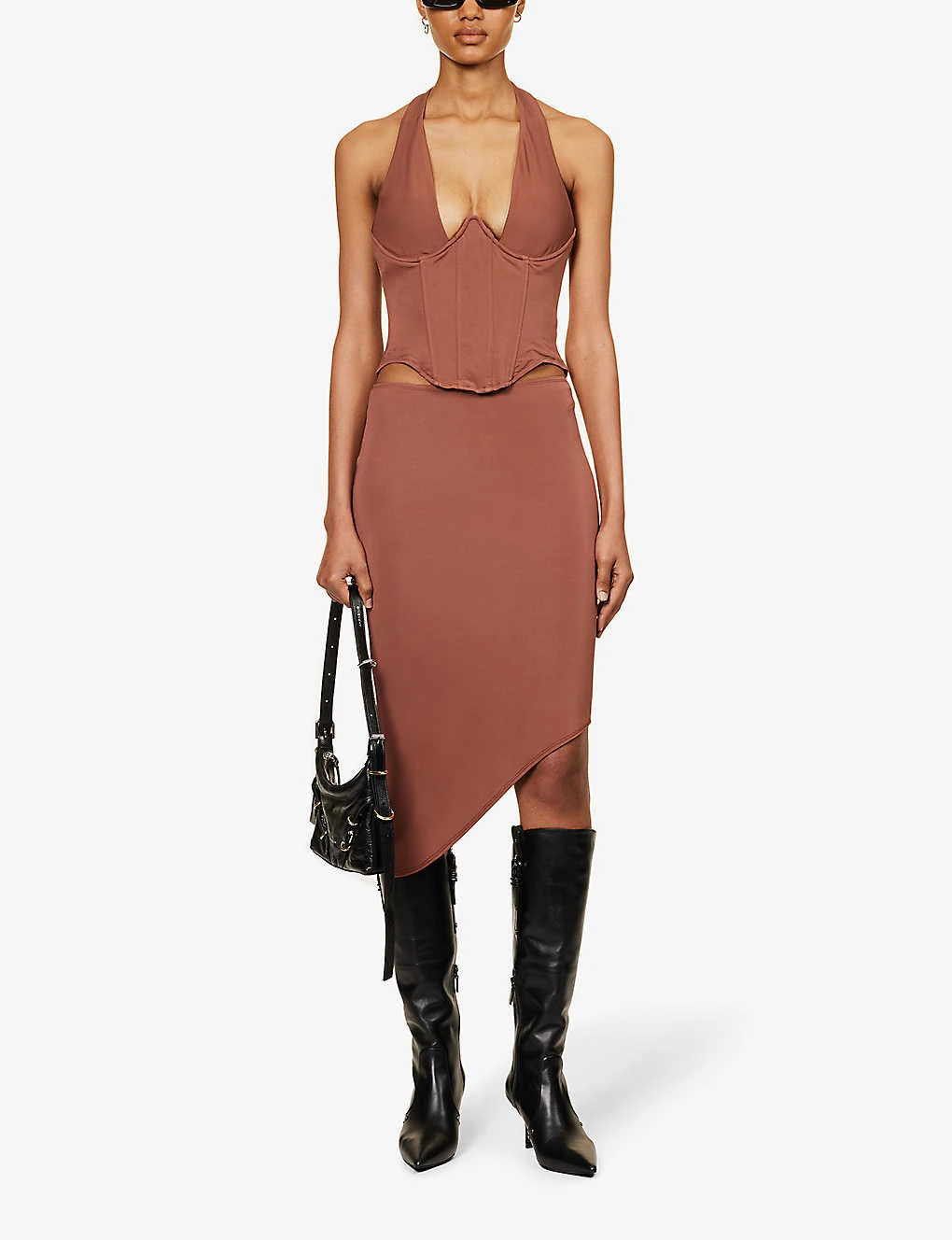 Vero Asymmetric-hem Stretch-woven Midi Skirt 2 Vero Asymmetric-hem Stretch-woven Midi Skirt - Image 2