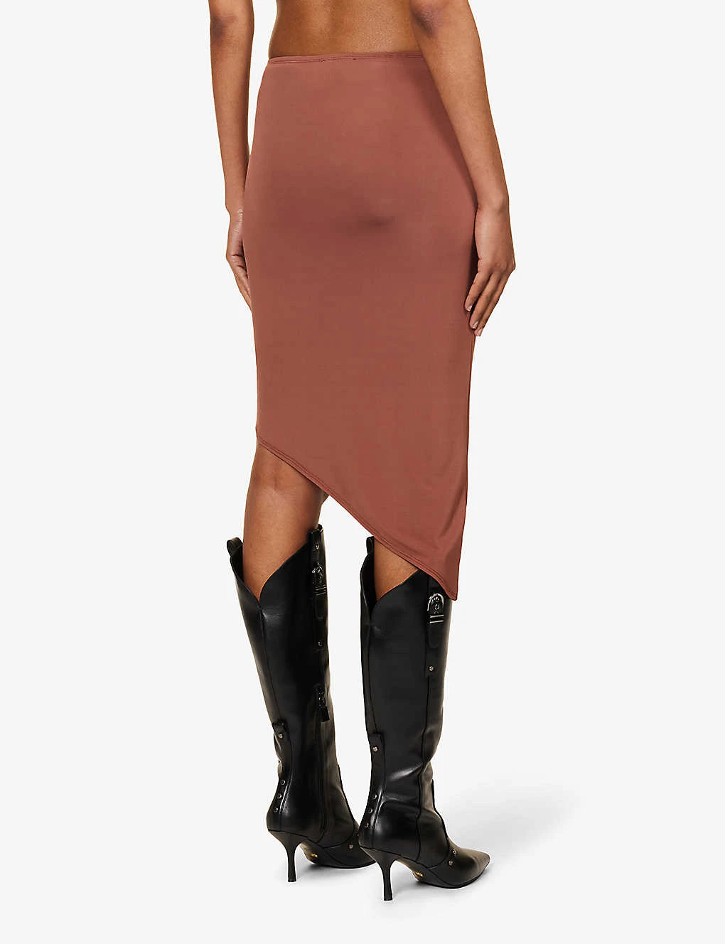 Vero Asymmetric-hem Stretch-woven Midi Skirt 4 Vero Asymmetric-hem Stretch-woven Midi Skirt - Image 4