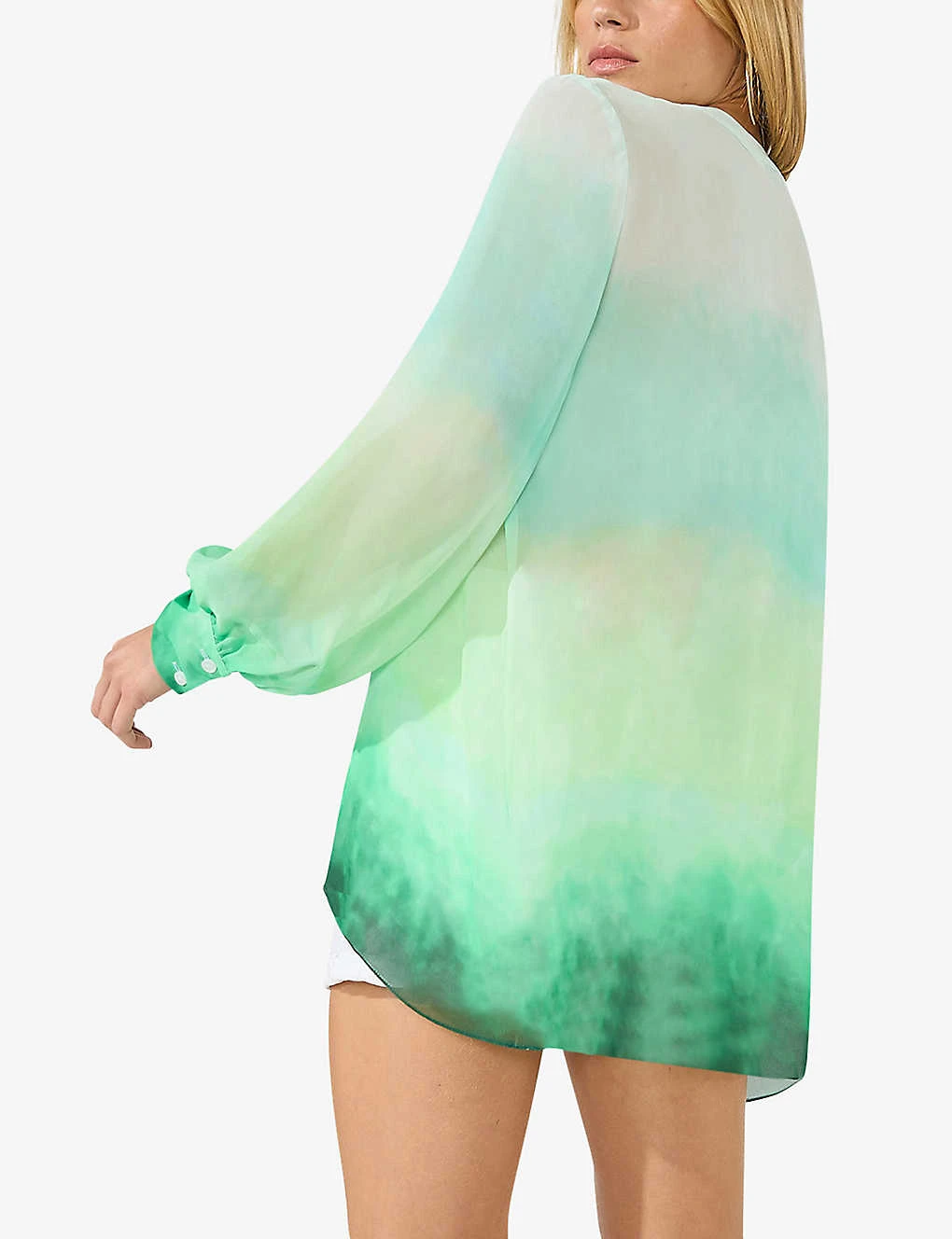 V-neck Gradient-pattern Woven Shirt 3 V-neck Gradient-pattern Woven Shirt - Image 3