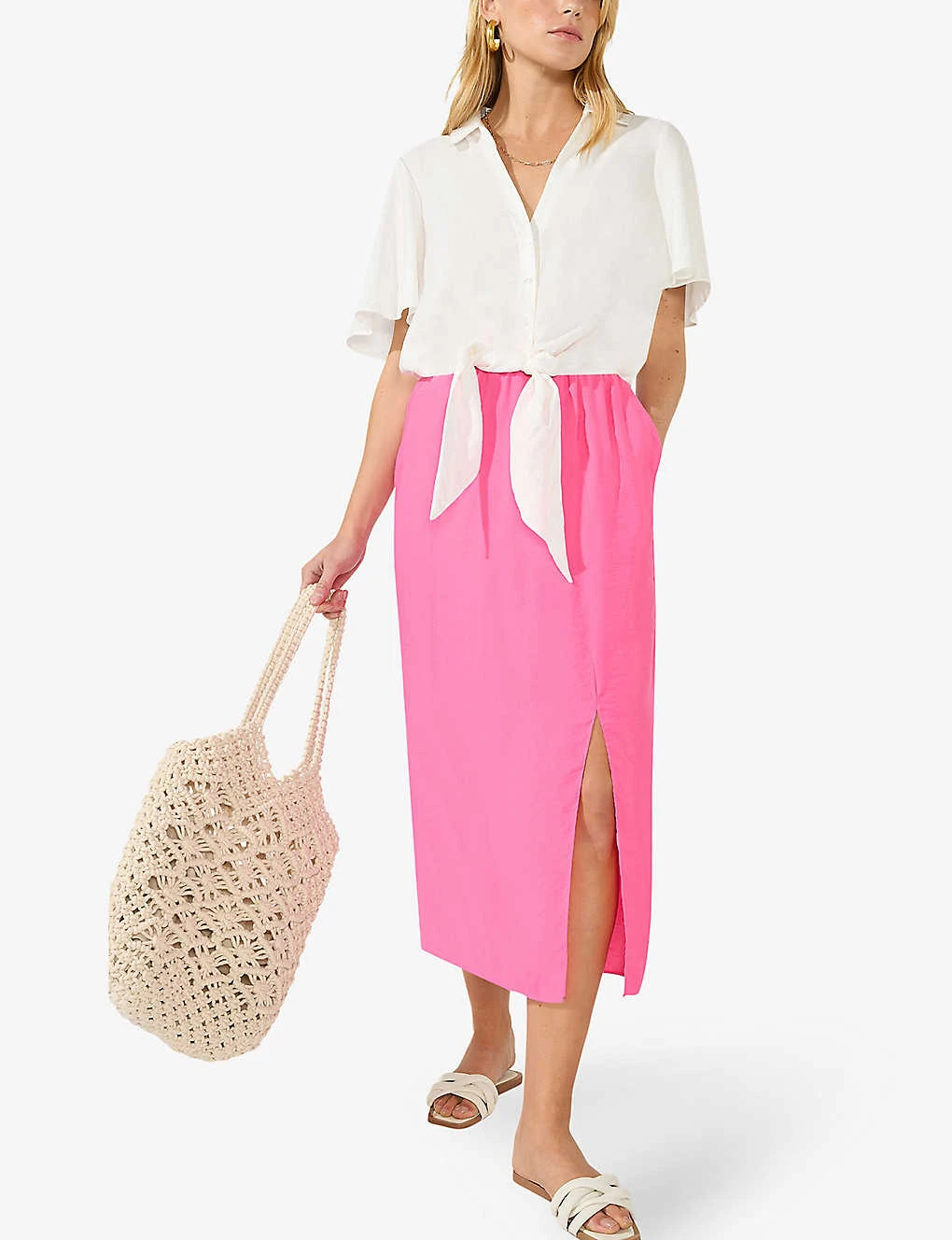 Flutter-sleeve Self-tie Relaxed-fit Woven Shirt 2 Flutter-sleeve Self-tie Relaxed-fit Woven Shirt - Image 2