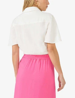 Flutter-sleeve Self-tie Relaxed-fit Woven Shirt 7 Flutter-sleeve Self-tie Relaxed-fit Woven Shirt -Reis Clothing Shop R04185925 WHITE ALT03