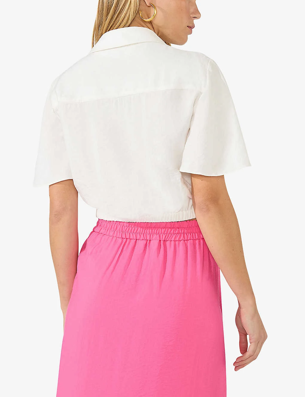 Flutter-sleeve Self-tie Relaxed-fit Woven Shirt 4 Flutter-sleeve Self-tie Relaxed-fit Woven Shirt - Image 4