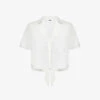 Flutter-sleeve Self-tie Relaxed-fit Woven Shirt