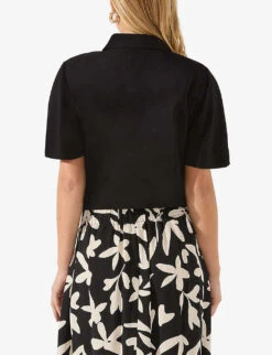 Flutter-sleeve Self-tie Woven Shirt -Reis Clothing Shop R04185926 BLACK ALT02