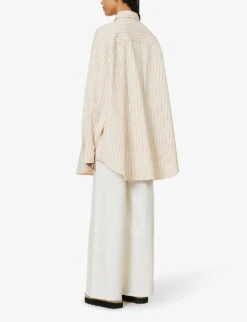 Dallas Oversized Striped Cotton-denim Shirt -Reis Clothing Shop R04186447 ORANGEPINSTRIPE ALT03