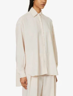 Georgia Oversized Striped Shirt -Reis Clothing Shop R04186465 BEIGEPINSTRIPE ALT02