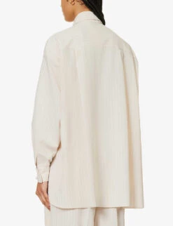 Georgia Oversized Striped Shirt -Reis Clothing Shop R04186465 BEIGEPINSTRIPE ALT03