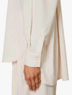 Georgia Oversized Striped Shirt -Reis Clothing Shop R04186465 BEIGEPINSTRIPE ALT04