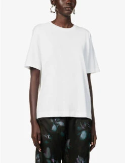 Dries Van Noten Round-neck Relaxed-fit Cotton-jersey T-shirt -Reis Clothing Shop R04186665 WHITE ALT02