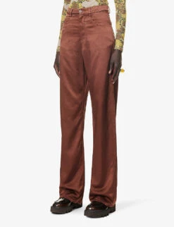 Dries Van Noten Straight-leg Mid-rise Woven Trousers -Reis Clothing Shop R04186690 CHOCO ALT02