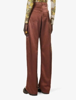 Dries Van Noten Straight-leg Mid-rise Woven Trousers -Reis Clothing Shop R04186690 CHOCO ALT03