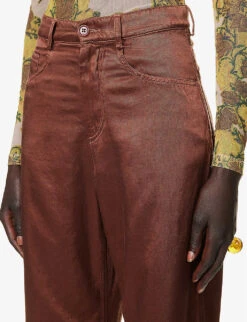 Dries Van Noten Straight-leg Mid-rise Woven Trousers -Reis Clothing Shop R04186690 CHOCO ALT04