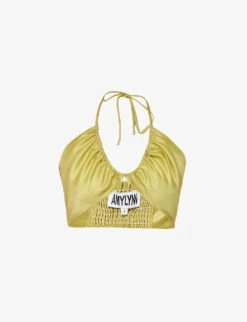 V-neck Cropped Satin Top