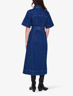 Gitty Self-tie Denim Midi Dress -Reis Clothing Shop R04186792 MIDWASH ALT02