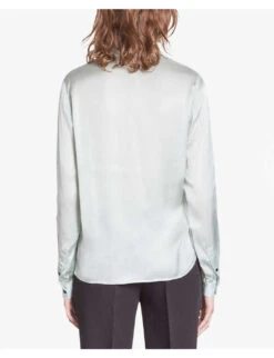 THE KOOPLES Lace-trim Pleated Woven Shirt -Reis Clothing Shop R04187749 OCEAN ALT03