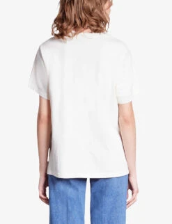 THE KOOPLES Eagle Screen-print Cotton-jersey T-shirt -Reis Clothing Shop R04187758 ECRU ALT03