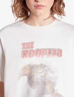 THE KOOPLES Eagle Screen-print Cotton-jersey T-shirt -Reis Clothing Shop R04187758 ECRU ALT04