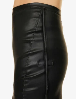 Drawstring-waist Asymmetric-hem Stretch-recycled Polyester Maxi Skirt -Reis Clothing Shop R04187990 BLACK ALT04