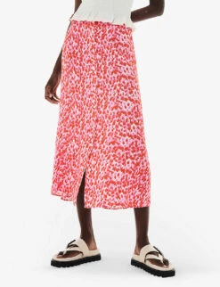 Whistles Blurred-stroke Print A-line Recycled Viscose-blend Midi Skirt -Reis Clothing Shop R04188051 MULTICOLOURED ALT02