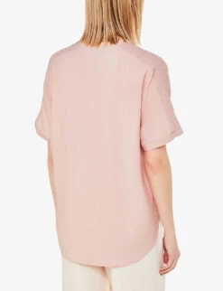 Whistles Maisie Shirred-sleeve LENZING™ Viscose-blend Blouse -Reis Clothing Shop R04188054 PINK ALT03