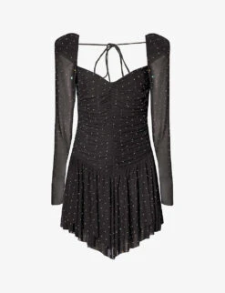 ROTATE Birger Christensen Crystal-embellished Brand-charm Recycled-stretch Polyester Mini Dress