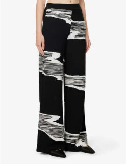 Missoni Space Dye Patterned Regular-fit Wide-leg Wool Trousers 8 Missoni Space Dye Patterned Regular-fit Wide-leg Wool Trousers -Reis Clothing Shop R04188299 BLACKWHITE ALT02