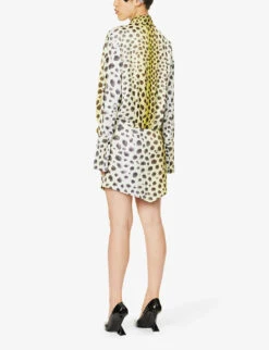 Silvye Cheetah-print Satin Mini Dress -Reis Clothing Shop R04189003 LIGHTYELLOW ALT03