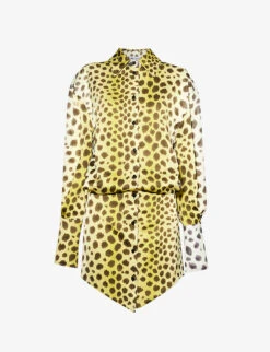 Silvye Cheetah-print Satin Mini Dress