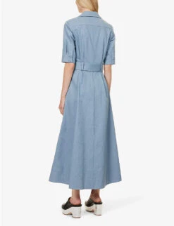 Simone Belted Upcycled-cotton Midi Dress -Reis Clothing Shop R04189118 LIGHTBLUE ALT03
