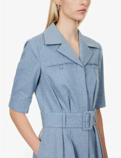 Simone Belted Upcycled-cotton Midi Dress -Reis Clothing Shop R04189118 LIGHTBLUE ALT04