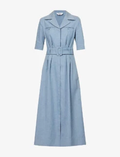 Simone Belted Upcycled-cotton Midi Dress