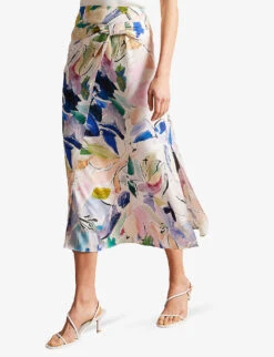 Ted Baker Salleey Floral-print Woven Midi Skirt -Reis Clothing Shop R04189315 WHITE ALT02