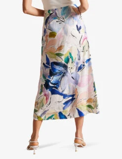 Ted Baker Salleey Floral-print Woven Midi Skirt -Reis Clothing Shop R04189315 WHITE ALT03