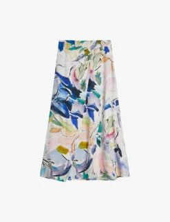 Ted Baker Salleey Floral-print Woven Midi Skirt