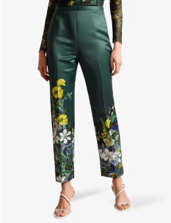 Ted Baker Aikaat Floral-print Tapered-leg Mid-rise Woven Trousers 6 Ted Baker Aikaat Floral-print Tapered-leg Mid-rise Woven Trousers -Reis Clothing Shop R04189325 DKGREEN ALT02