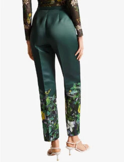 Ted Baker Aikaat Floral-print Tapered-leg Mid-rise Woven Trousers 7 Ted Baker Aikaat Floral-print Tapered-leg Mid-rise Woven Trousers -Reis Clothing Shop R04189325 DKGREEN ALT03