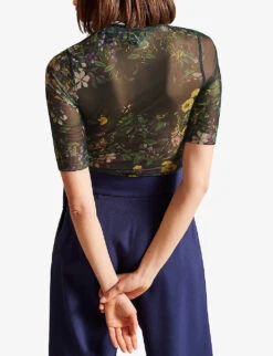 Ted Baker Gorgee Floral-print High-neck Stretch-recycled Polyester Top 5 Ted Baker Gorgee Floral-print High-neck Stretch-recycled Polyester Top -Reis Clothing Shop R04189326 BLACK ALT02